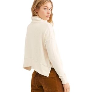 Free People Look Sharp Ivory Cowl Neck Sweater Size L